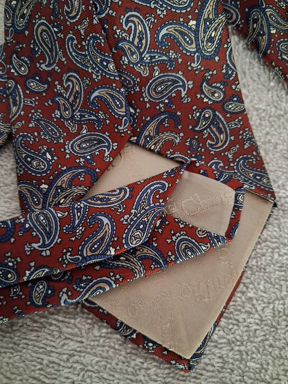 Christian Dior Vintage Red Paisley Silk Tie Old Money